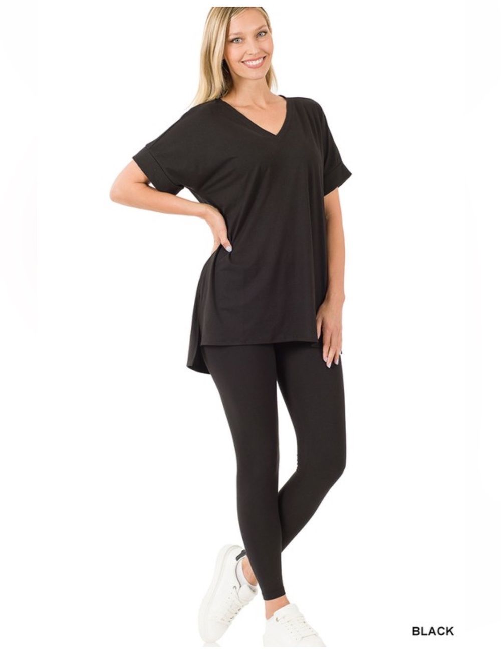 NWT Black 2pc Set Zenana Soft Brushed Dty Microfiber V-Neck
Top & Soft Leggings